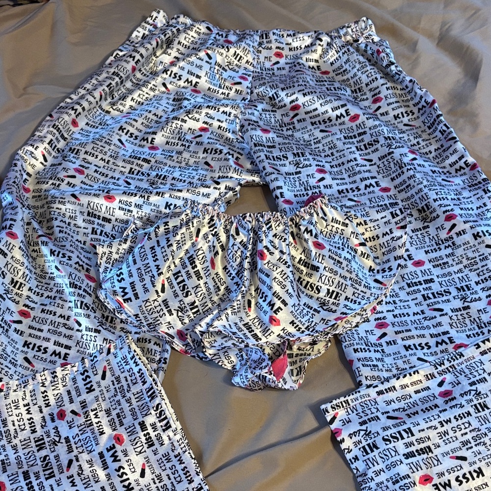 Kids Printed Pajama Set - White and Black
